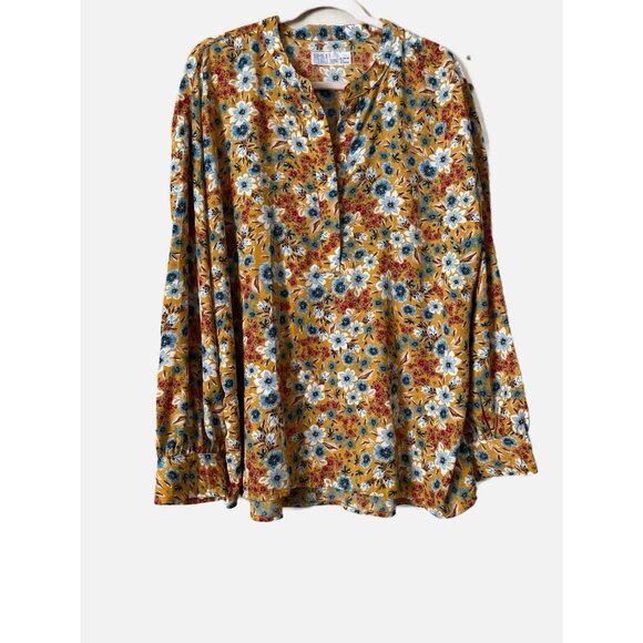 Time And Tru Women Multicolored V- Neck High Low Tunic Blouse Size XL. New. - Picture 1 of 7
